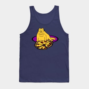 Cat with Pizza Food Tank Top